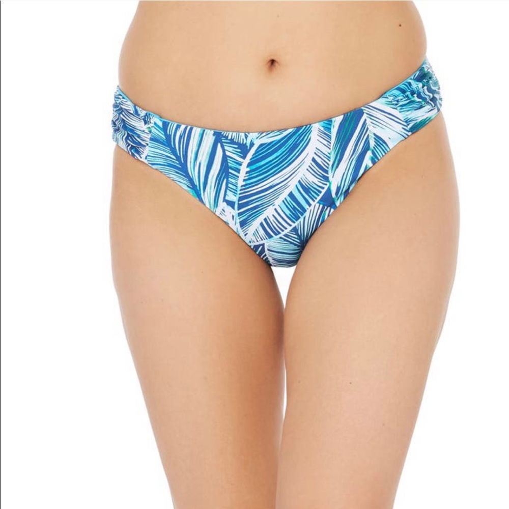 La Blanca Reversible Hipster tropical Print Blue Bikini Bottom Size 8 NWT